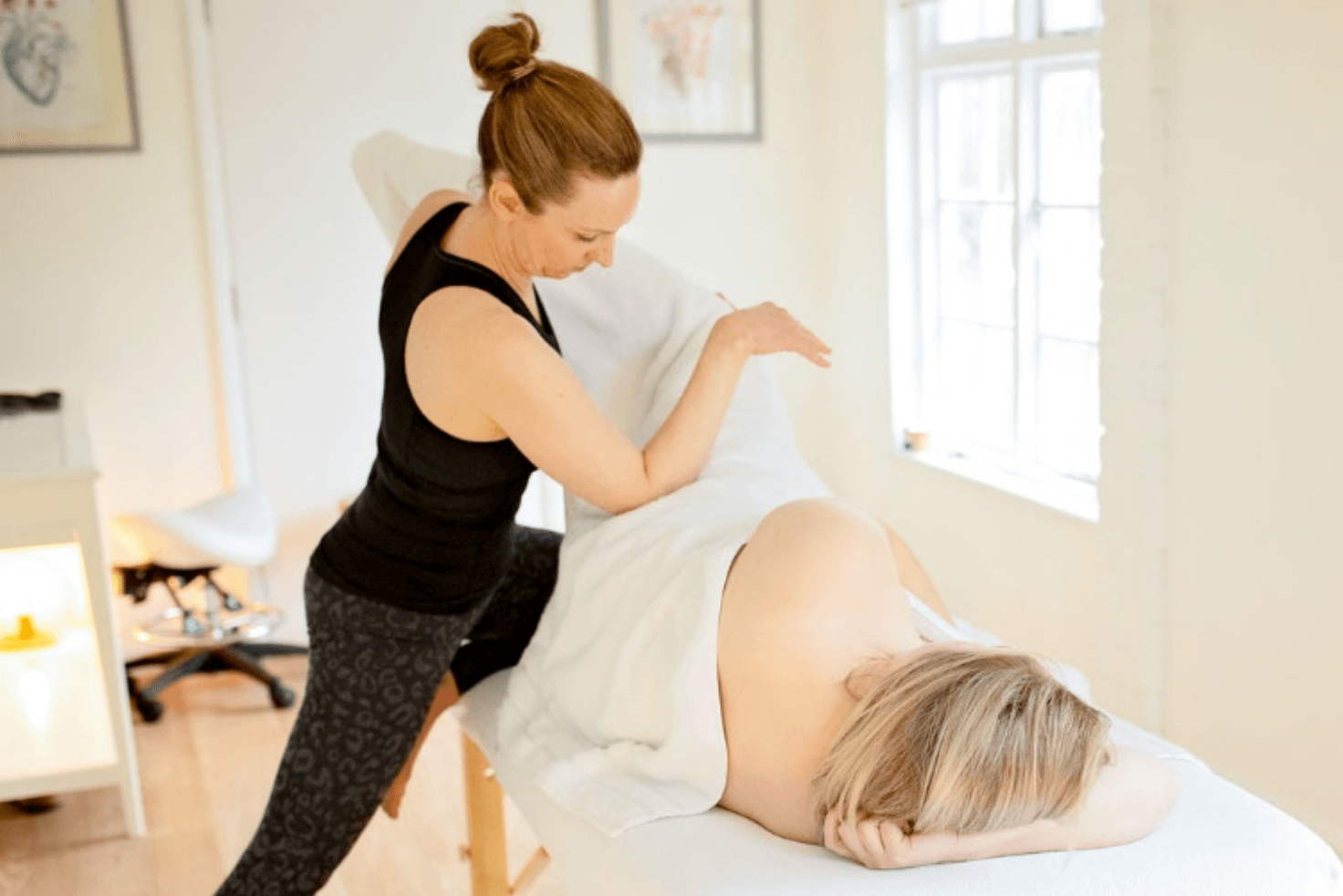 Caroline giving a hip massage